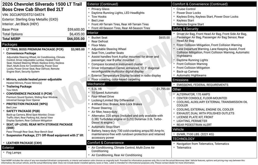 New 2026 Chevrolet Silverado 1500 LT Trail Boss Truck