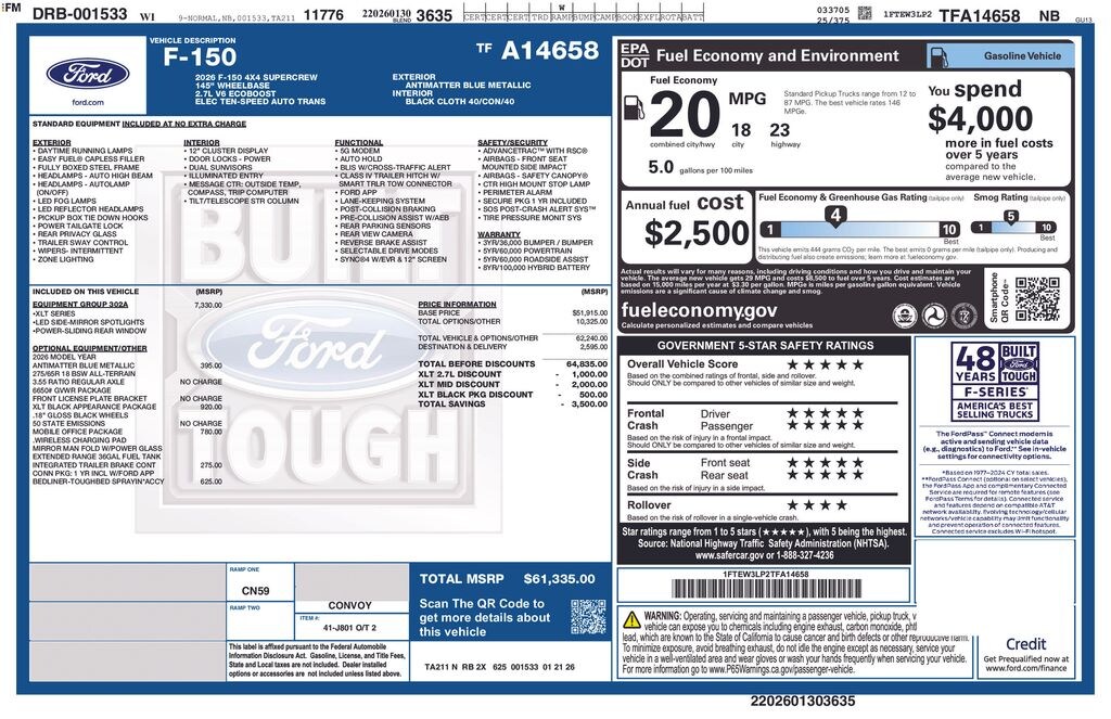 New 2026 Ford F-150 XLT Truck SuperCrew Cab