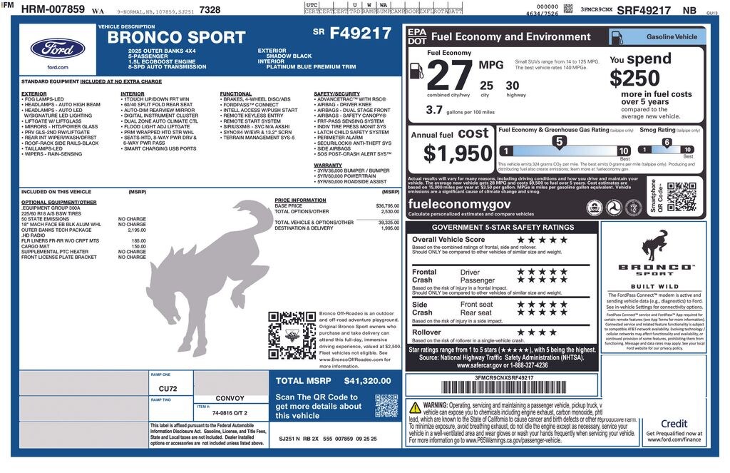 New 2025 Ford Bronco Sport Outer Banks SUV