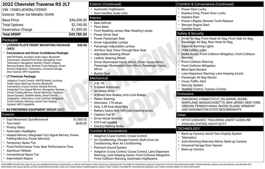 Used 2022 Chevrolet Traverse RS SUV