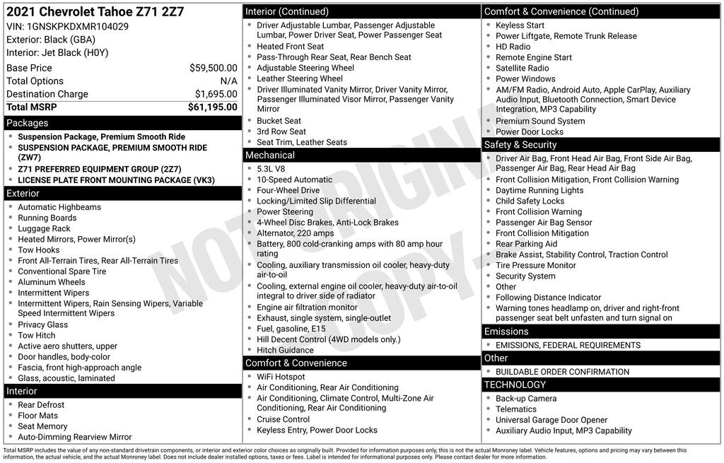 Used 2021 Chevrolet Tahoe Z71 SUV