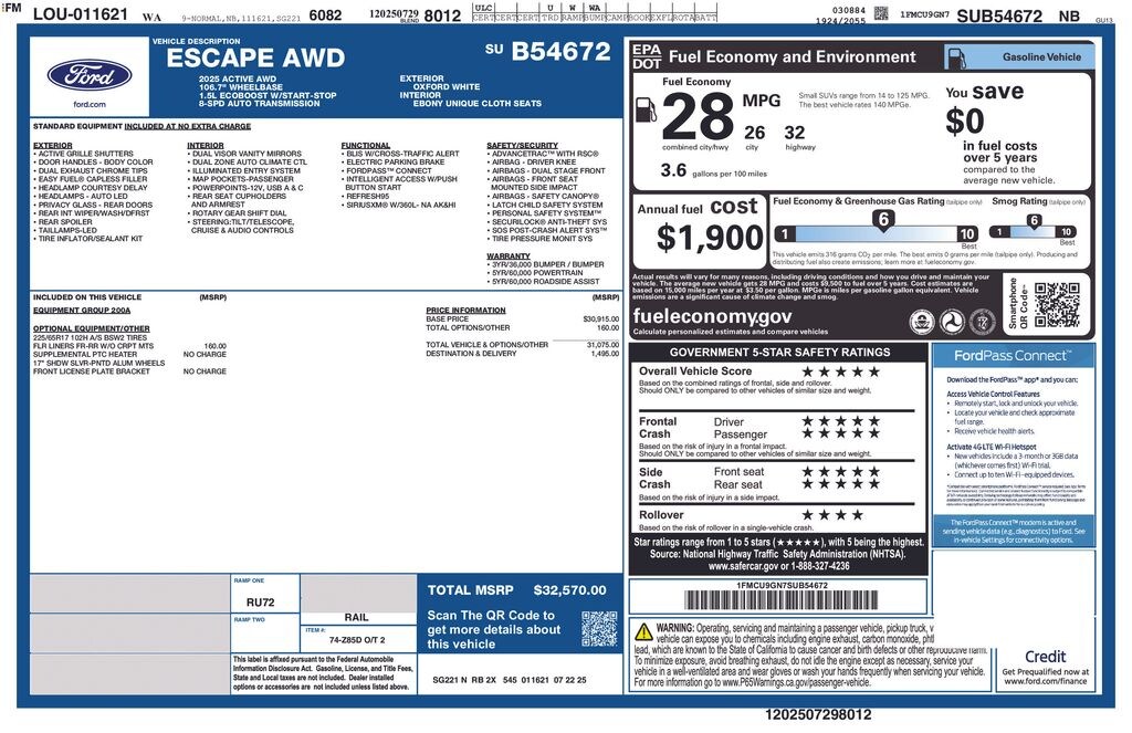 New 2025 Ford Escape Active SUV