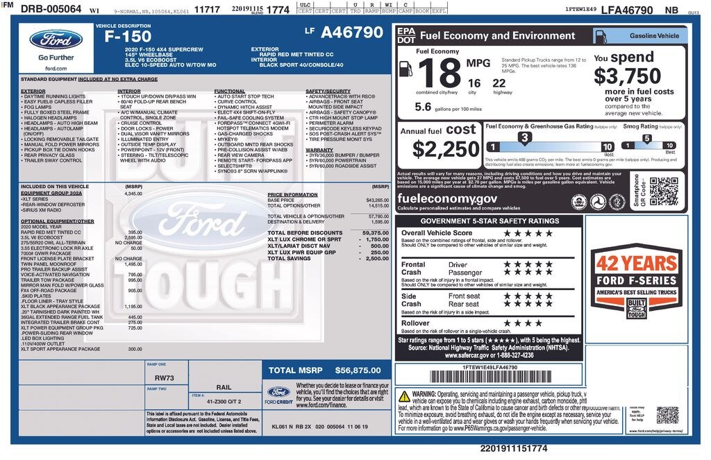 Used 2020 Ford F-150 Truck SuperCrew Cab