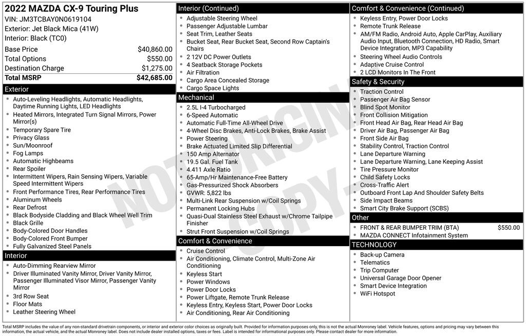 Used 2022 Mazda Mazda CX-9 Touring Plus SUV