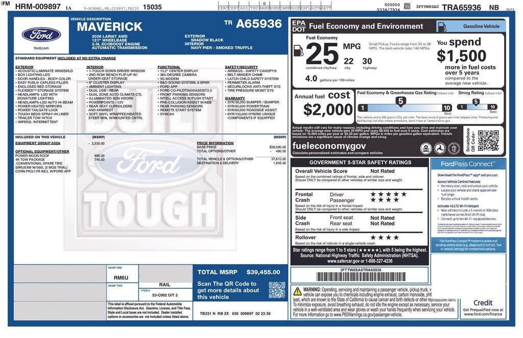 Used 2026 Ford Maverick Lariat Truck SuperCrew