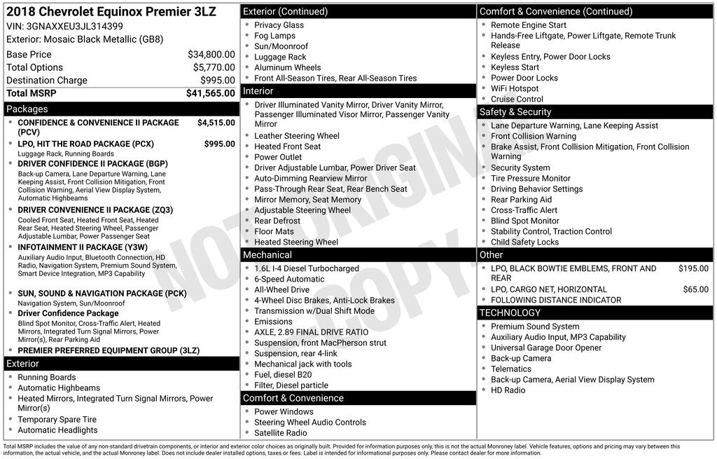 Used 2018 Chevrolet Equinox Premier w/3LZ SUV