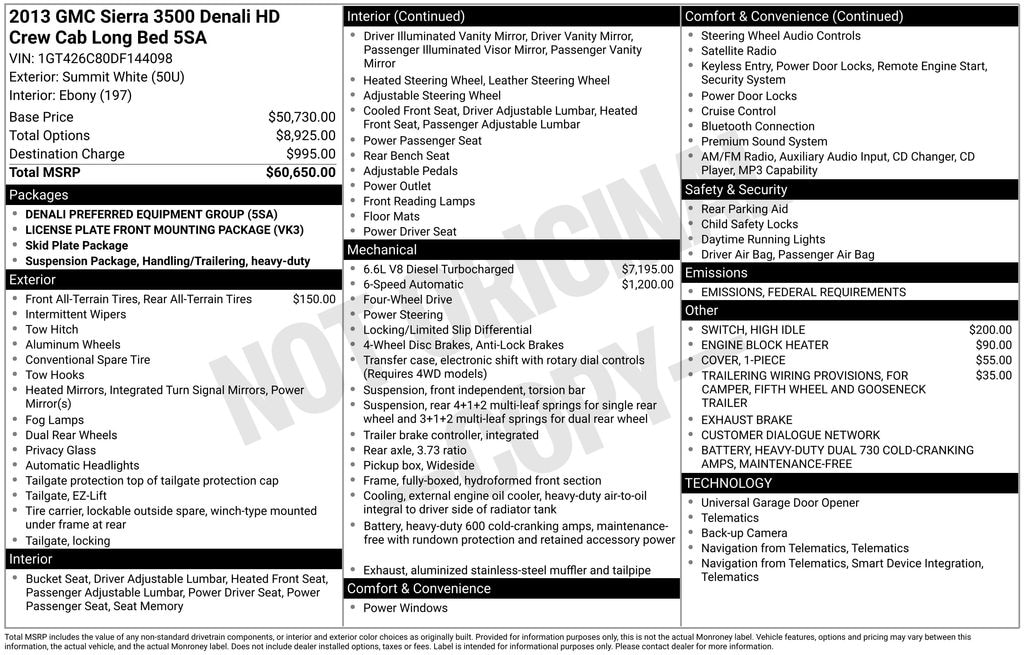 Used 2013 GMC Sierra 3500HD Denali Truck Crew Cab