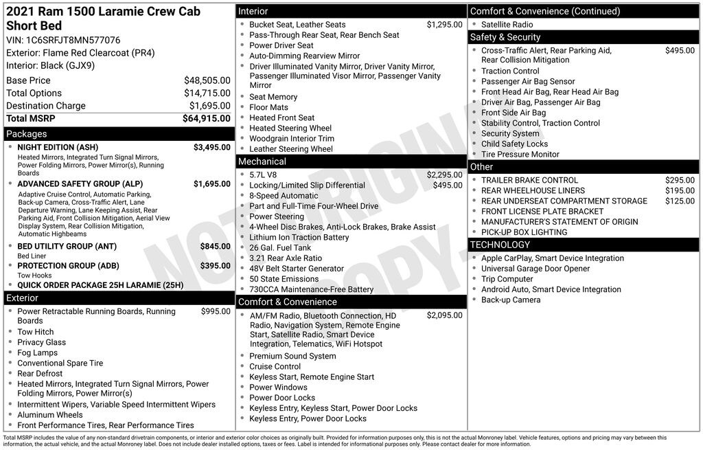 Used 2021 Ram 1500 Laramie Truck Crew Cab