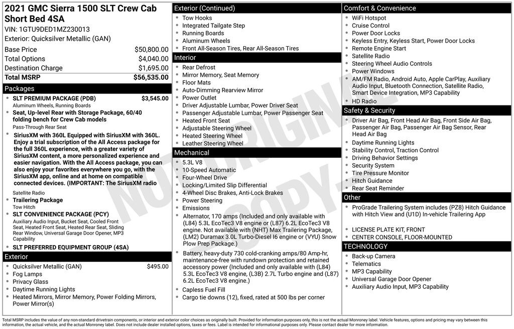 Used 2021 GMC Sierra 1500 SLT Truck Crew Cab