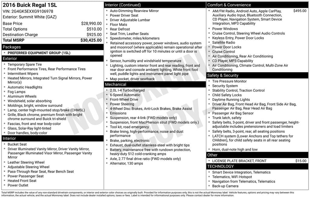 Used 2016 Buick Regal Turbo Sedan