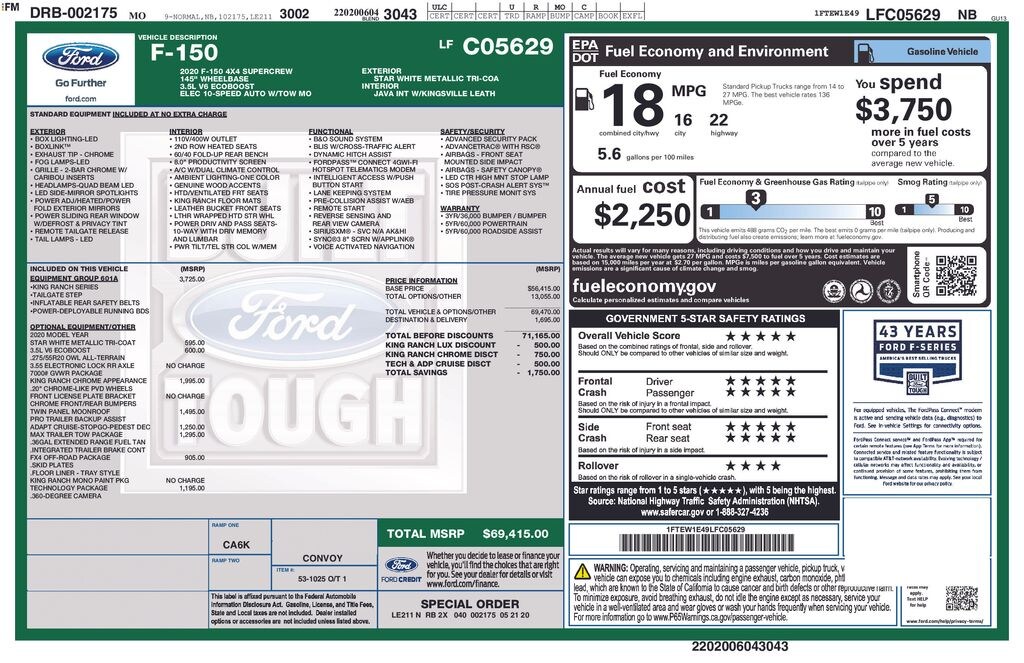 Used 2020 Ford F-150 Truck SuperCrew Cab