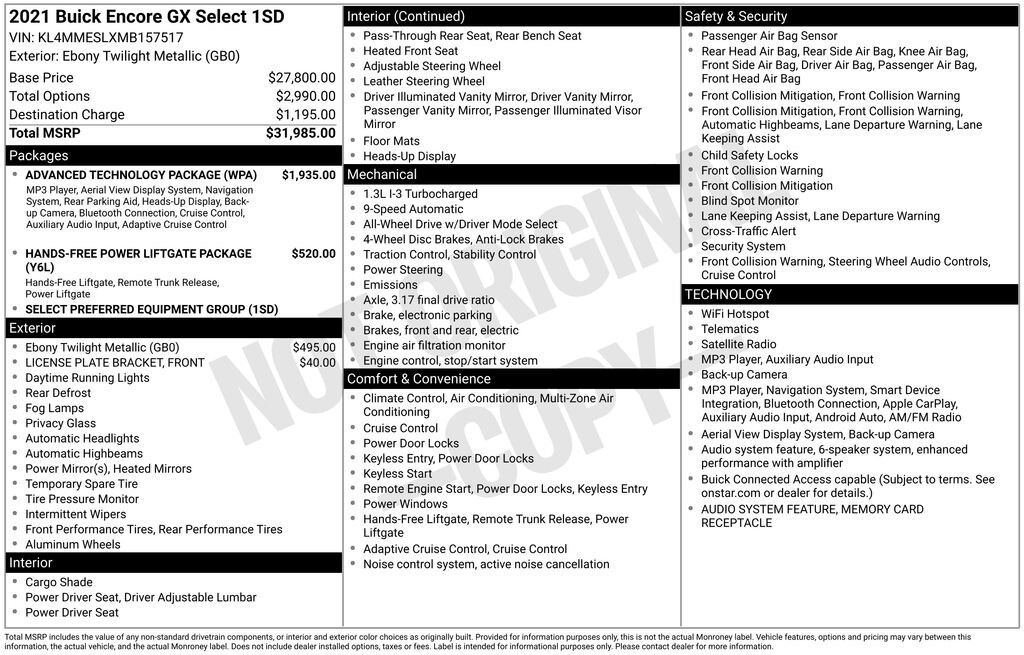 Used 2021 Buick Encore GX Select SUV