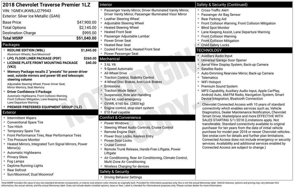 Used 2018 Chevrolet Traverse Premier with VIN 1GNEVJKW8JJ279943 for sale in Newton, IA