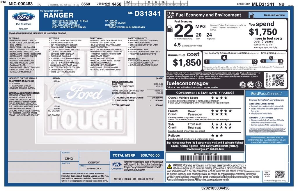 Used 2021 Ford Ranger Truck SuperCrew