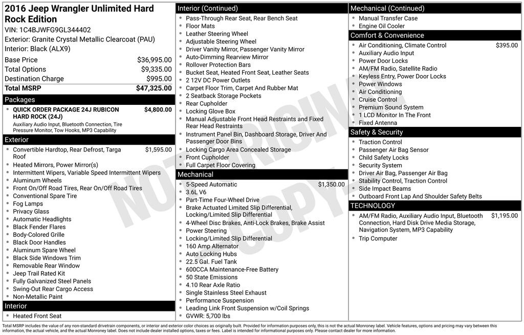 Used 2016 Jeep Wrangler JK Unlimited Rubicon 4x4 SUV