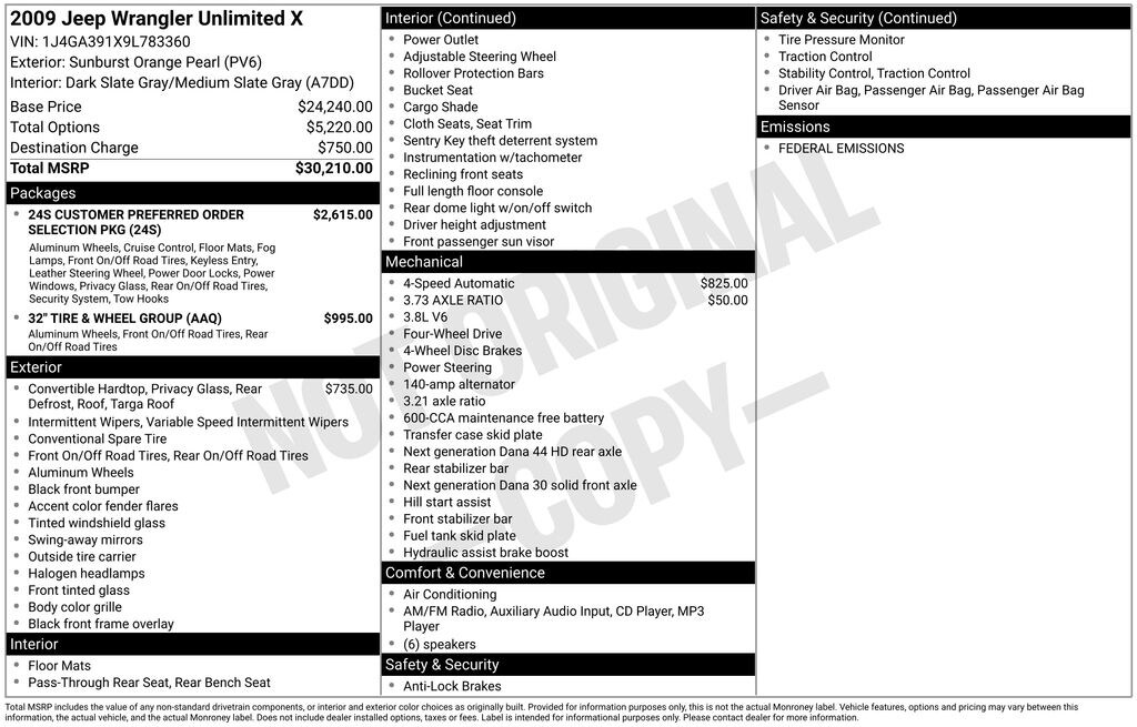 Used 2009 Jeep Wrangler Unlimited X SUV