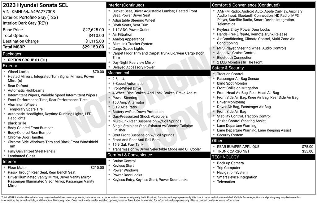 Used 2023 Hyundai Sonata SEL Sedan