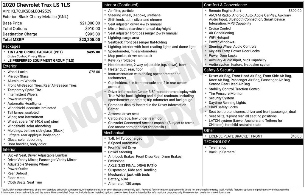 Used 2020 Chevrolet Trax LS SUV