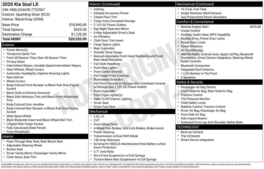 Used 2020 Kia Soul LX Hatchback