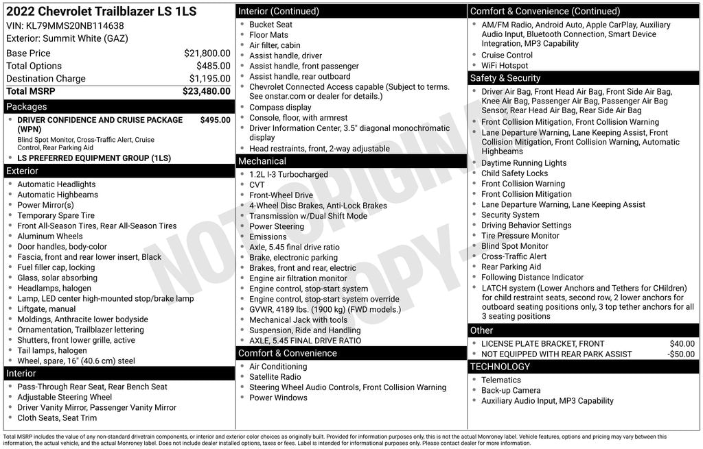 Used 2022 Chevrolet Trailblazer LS SUV
