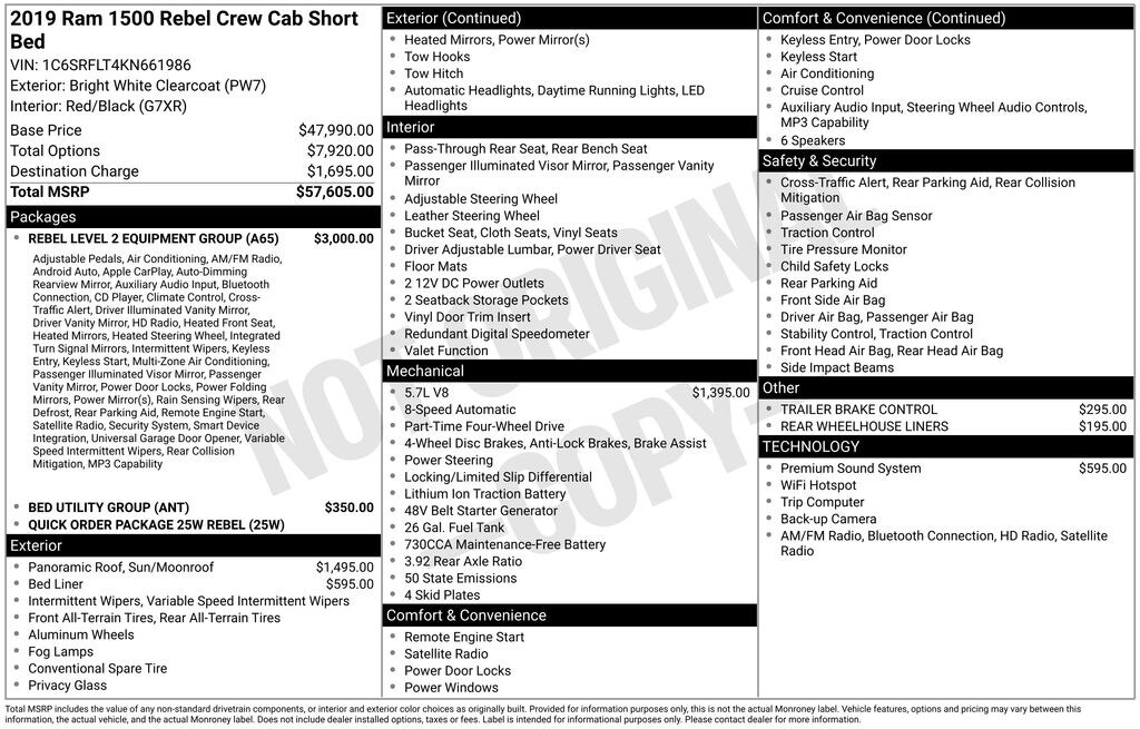 Used 2019 Ram 1500 Rebel Truck