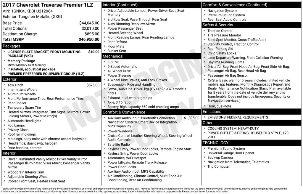 Used 2017 Chevrolet Traverse Premier SUV