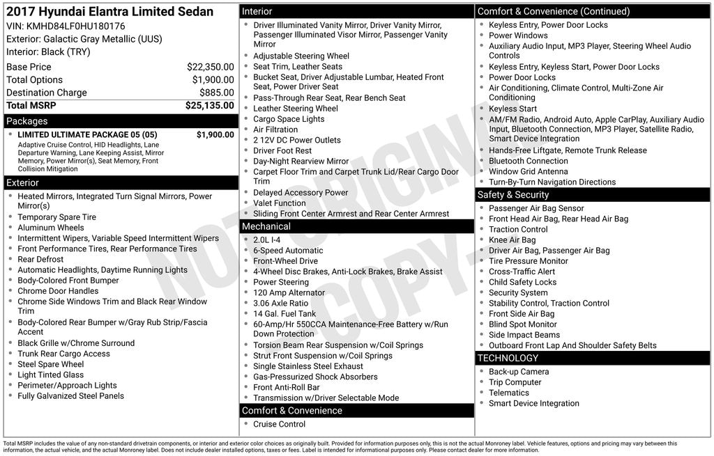 Used 2017 Hyundai Elantra Limited Sedan