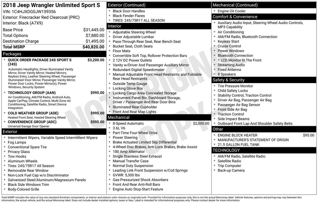 Used 2018 Jeep Wrangler Unlimited Sport S SUV