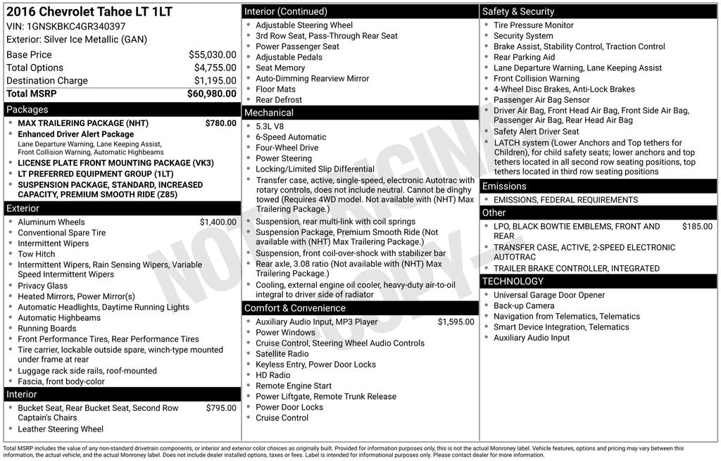 Used 2016 Chevrolet Tahoe LT SUV