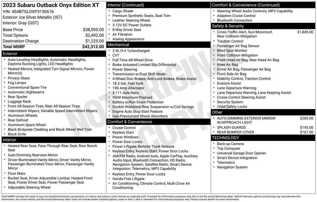 Used 2023 Subaru Outback Onyx Edition XT SUV