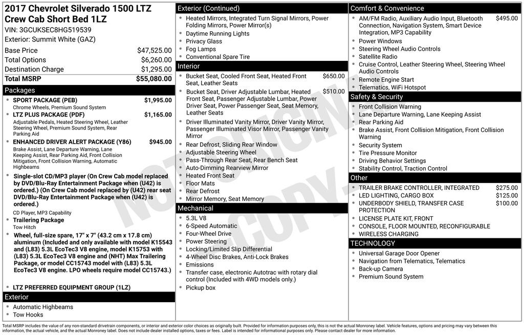 Used 2017 Chevrolet Silverado 1500 LTZ Truck