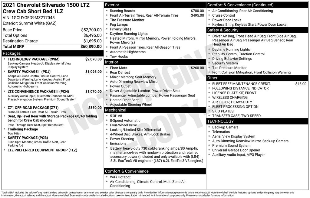 Used 2021 Chevrolet Silverado 1500 LTZ Truck