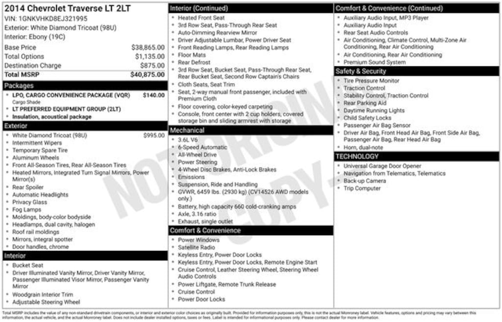 Used 2014 Chevrolet Traverse LT w/2LT SUV