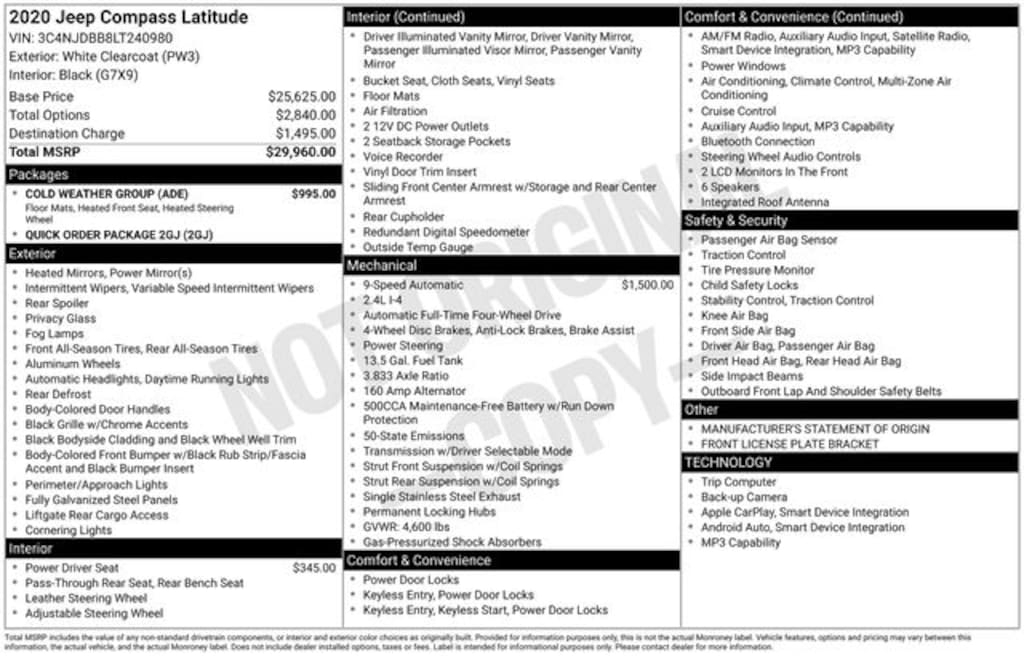 Used 2020 Jeep Compass Latitude SUV