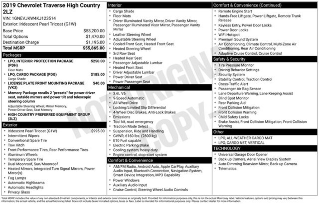 Used 2019 Chevrolet Traverse High Country SUV