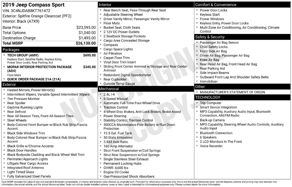 Used 2019 Jeep Compass Sport 4x4 SUV