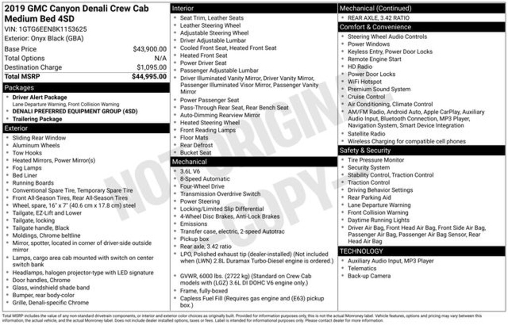 Used 2019 GMC Canyon Denali Truck Crew Cab