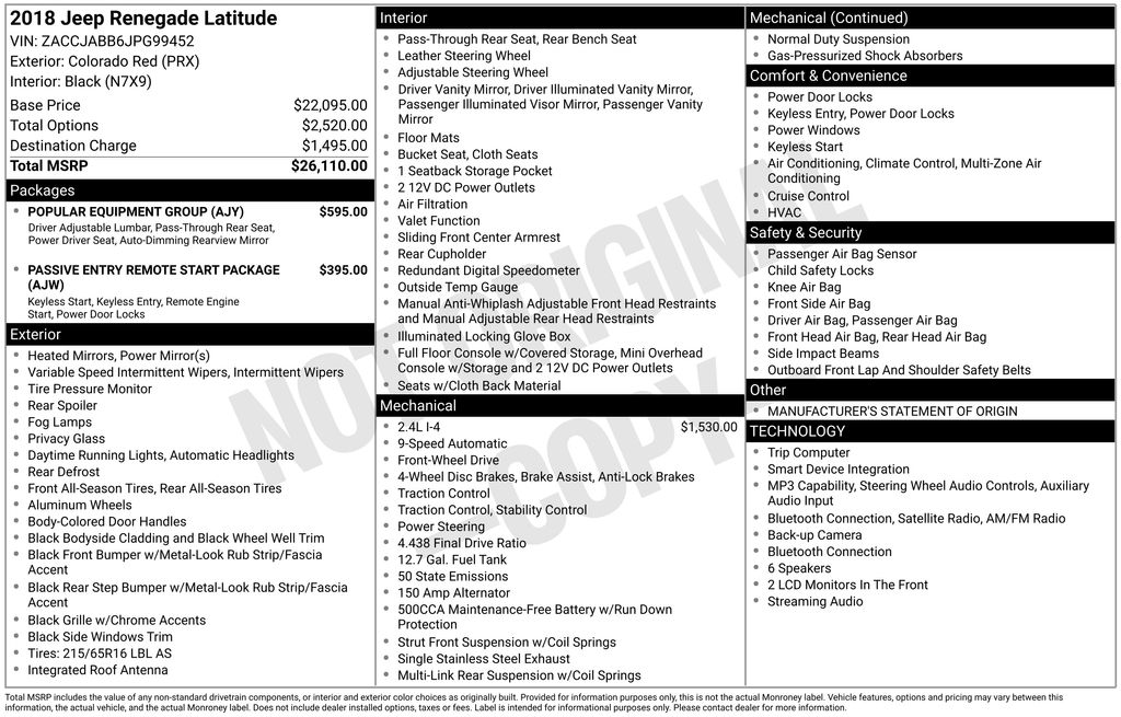 Used 2018 Jeep Renegade Latitude with VIN ZACCJABB6JPG99452 for sale in Ottumwa, IA