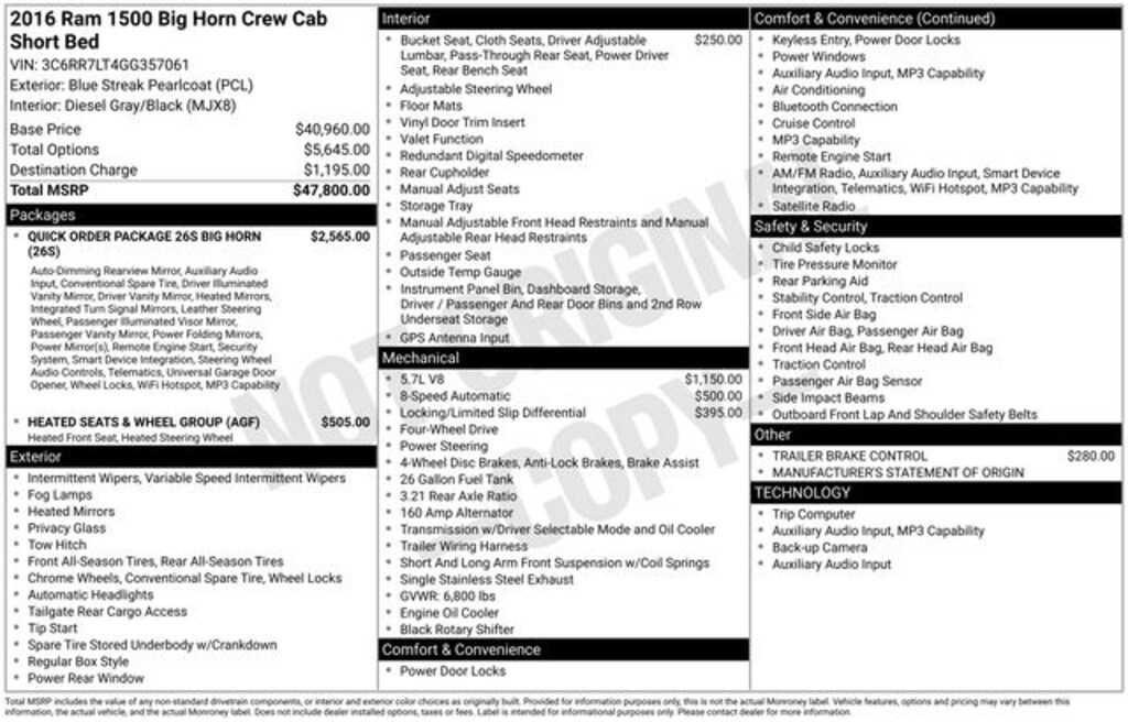 Used 2016 Ram 1500 SLT Truck Crew Cab