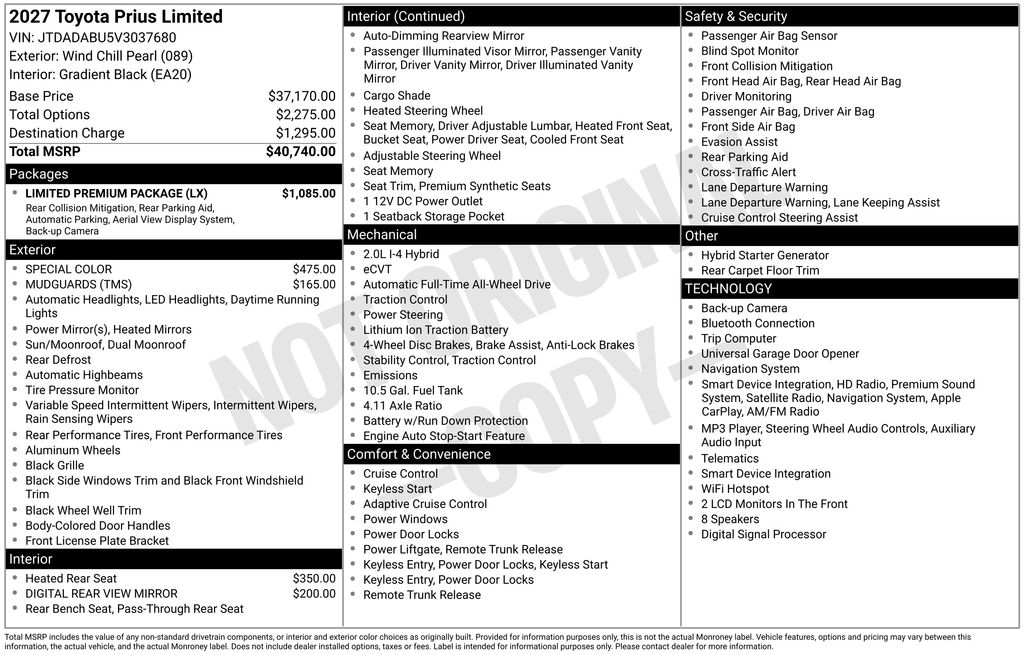 2027 Toyota Prius Limited AWD 
