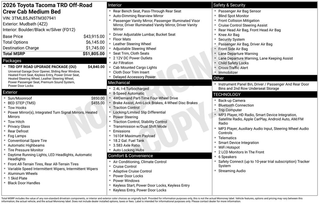 2026 Toyota Tacoma 4X4 DOUBLE CAB 