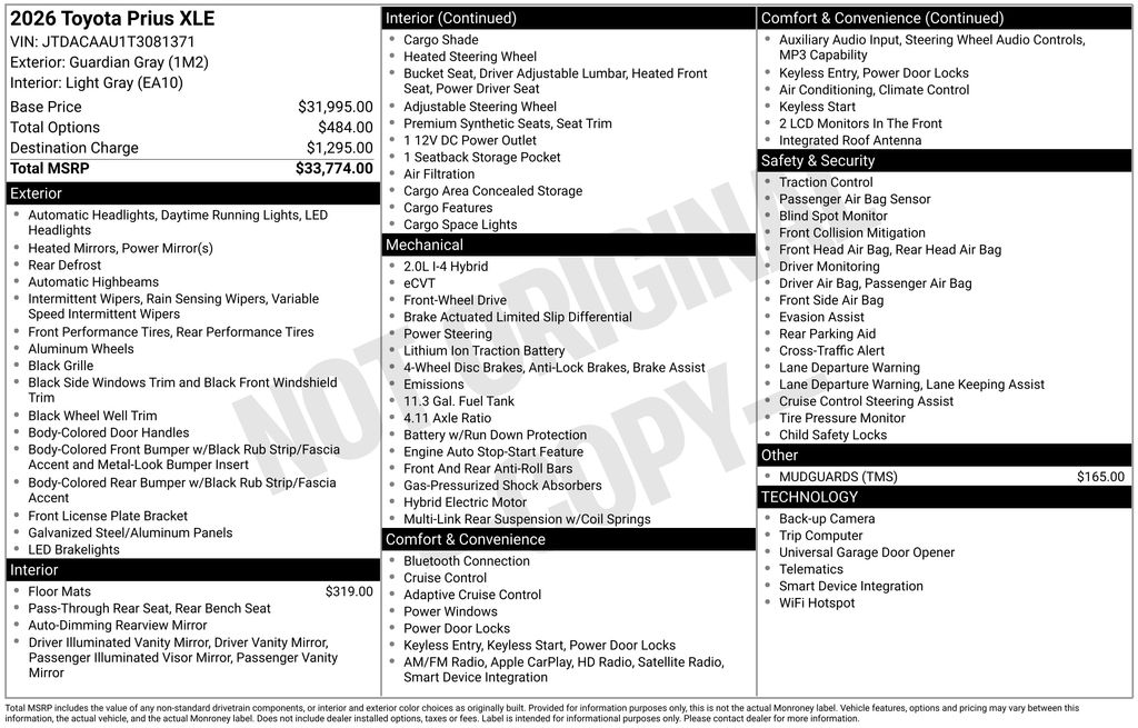 2026 Toyota Prius XLE FWD's photo