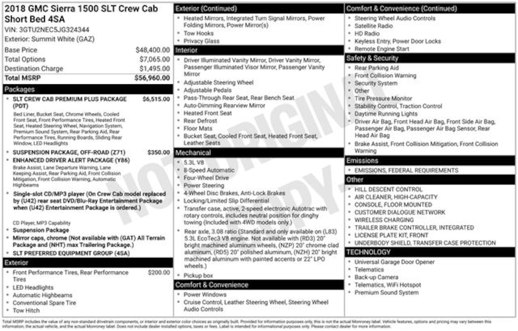 Used 2018 GMC Sierra 1500 SLT Truck Crew Cab