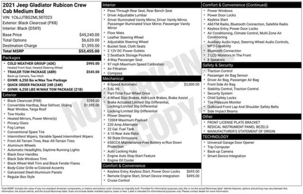 Used 2021 Jeep Gladiator Rubicon Truck Crew Cab