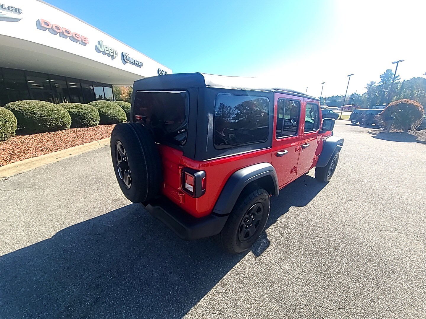2026 Jeep Wrangler 4-DOOR SPORT firecracker red clearcoat at Griffin CDJR