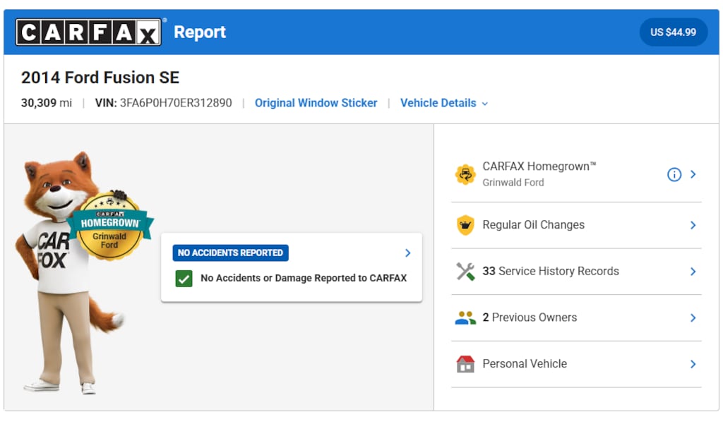 Certified 2014 Ford Fusion SE Sedan