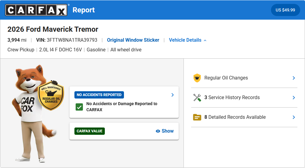 Used 2026 Ford Maverick Tremor TRUCK