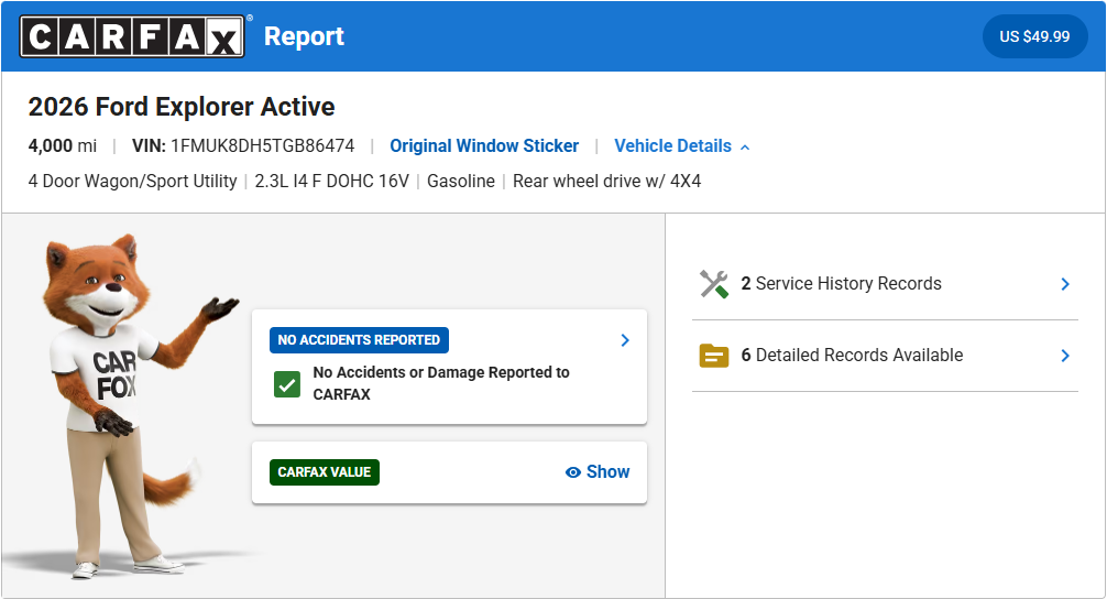 Used 2026 Ford Explorer Active SUV