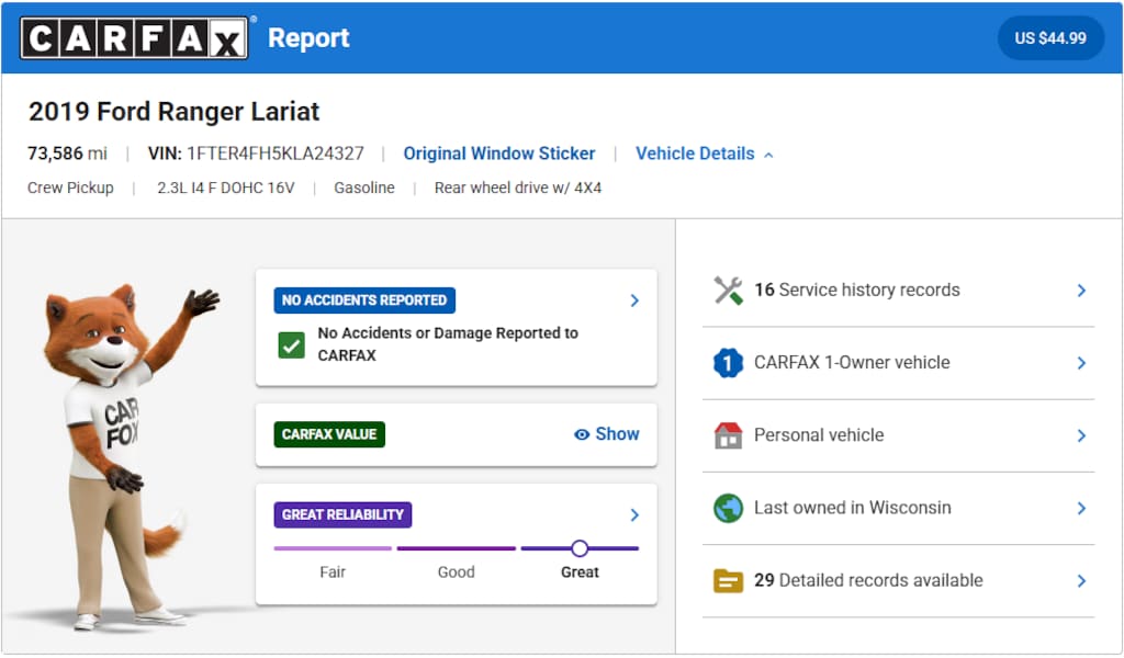Certified 2019 Ford Ranger Lariat Truck