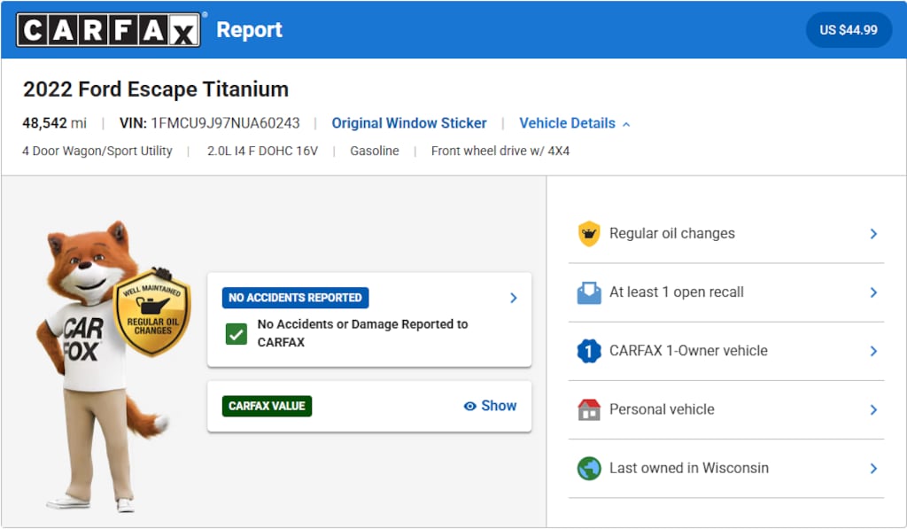 Certified 2022 Ford Escape Titanium SUV
